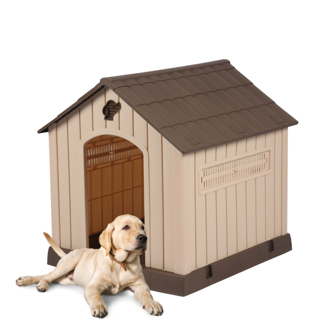 Cuccia per Cani da Esterno, Taglia Grande/Large, Resistente, Impermeabile, Beige/Marrone | cm 93x99x98 h.