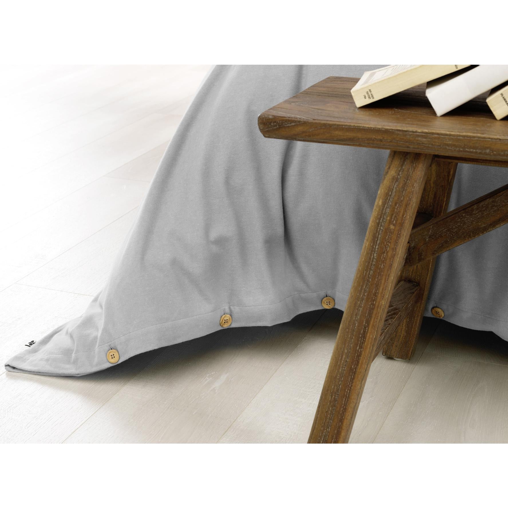 Pack Housse de couette chaude en flanelle 140 x 200 cm + drap housse 90x190 Gris clair - 3