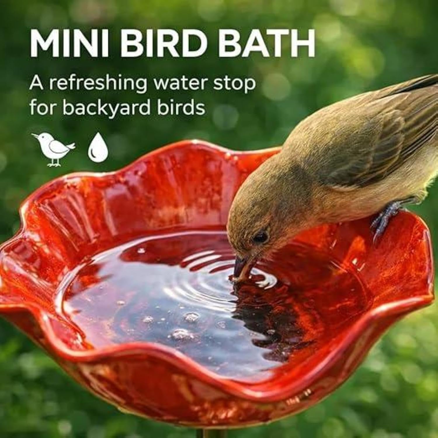 Nouveau Bain Oiseaux Artisanal Fleurs | Bain Oiseaux Décoratif Métal Motif Fleurs | Bol DeBain Coloré en Forme d'abeille Papillon, pour Jardin, Patio - 4