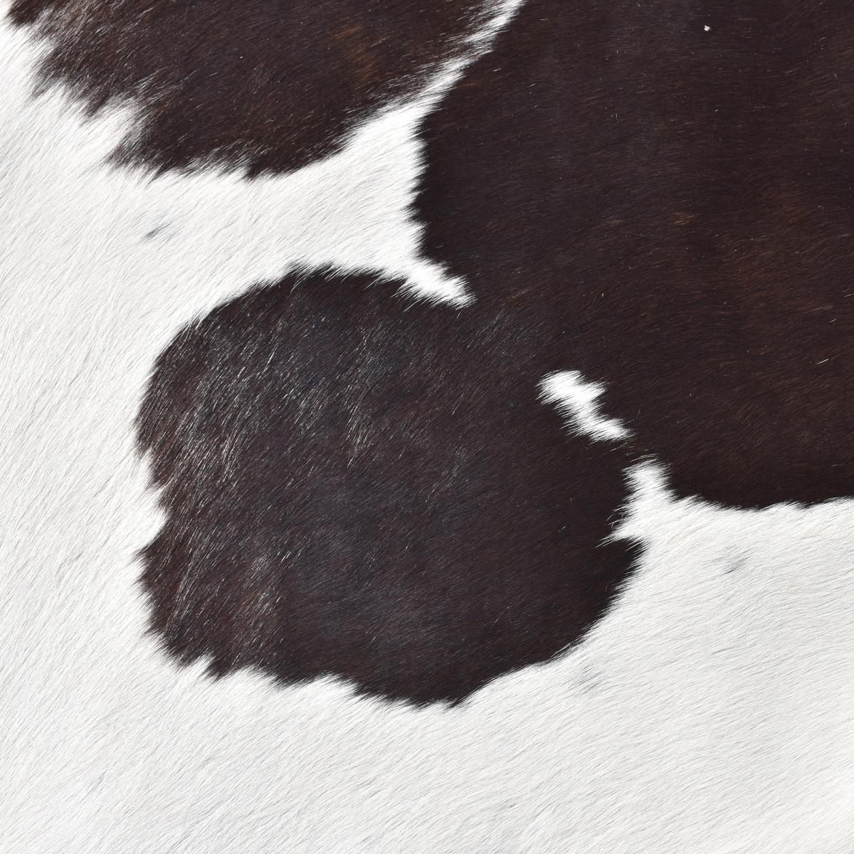 Tapis peau de vache 160x180 kilm fait à la main noir et beige - 5