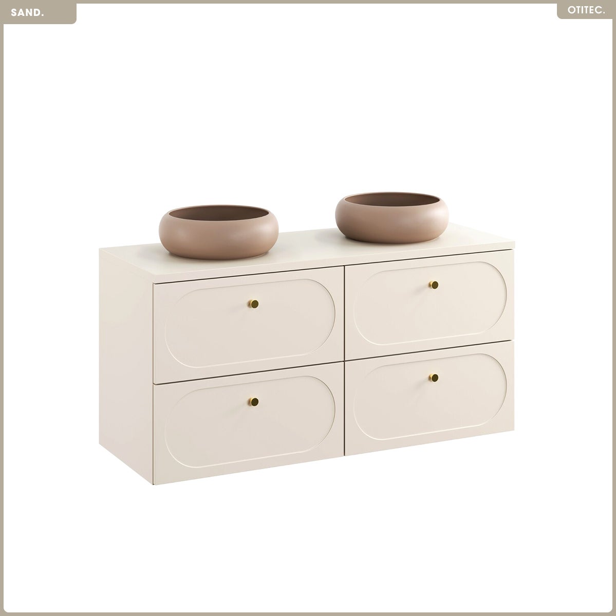 Conjunto de mueble de baño - 120 cm - con encimera - 2 lavabos - sand