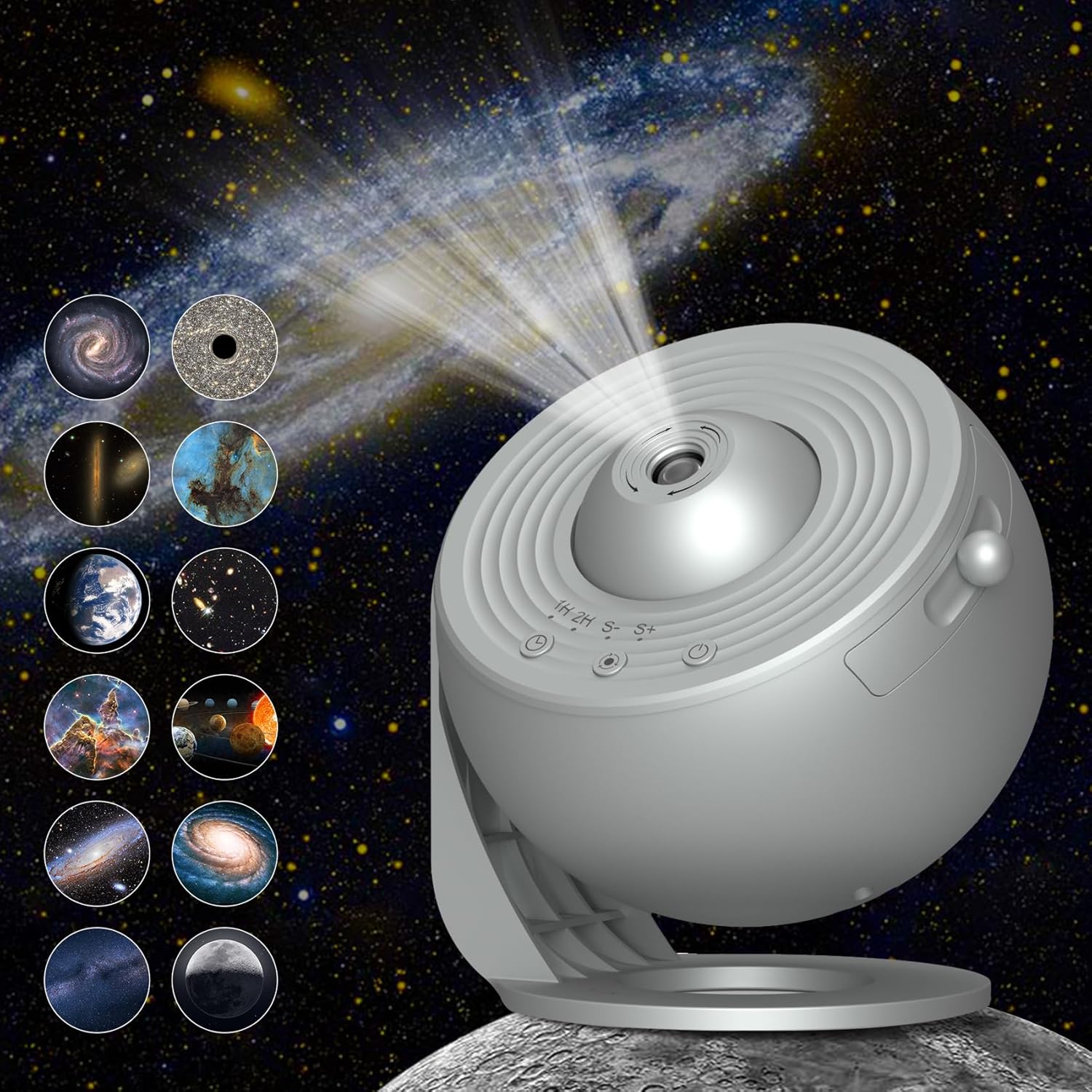 Projektor Galaxy do sypialni, projektor gwiazd z obrazem HD, lampa Starry Sky, srebrny