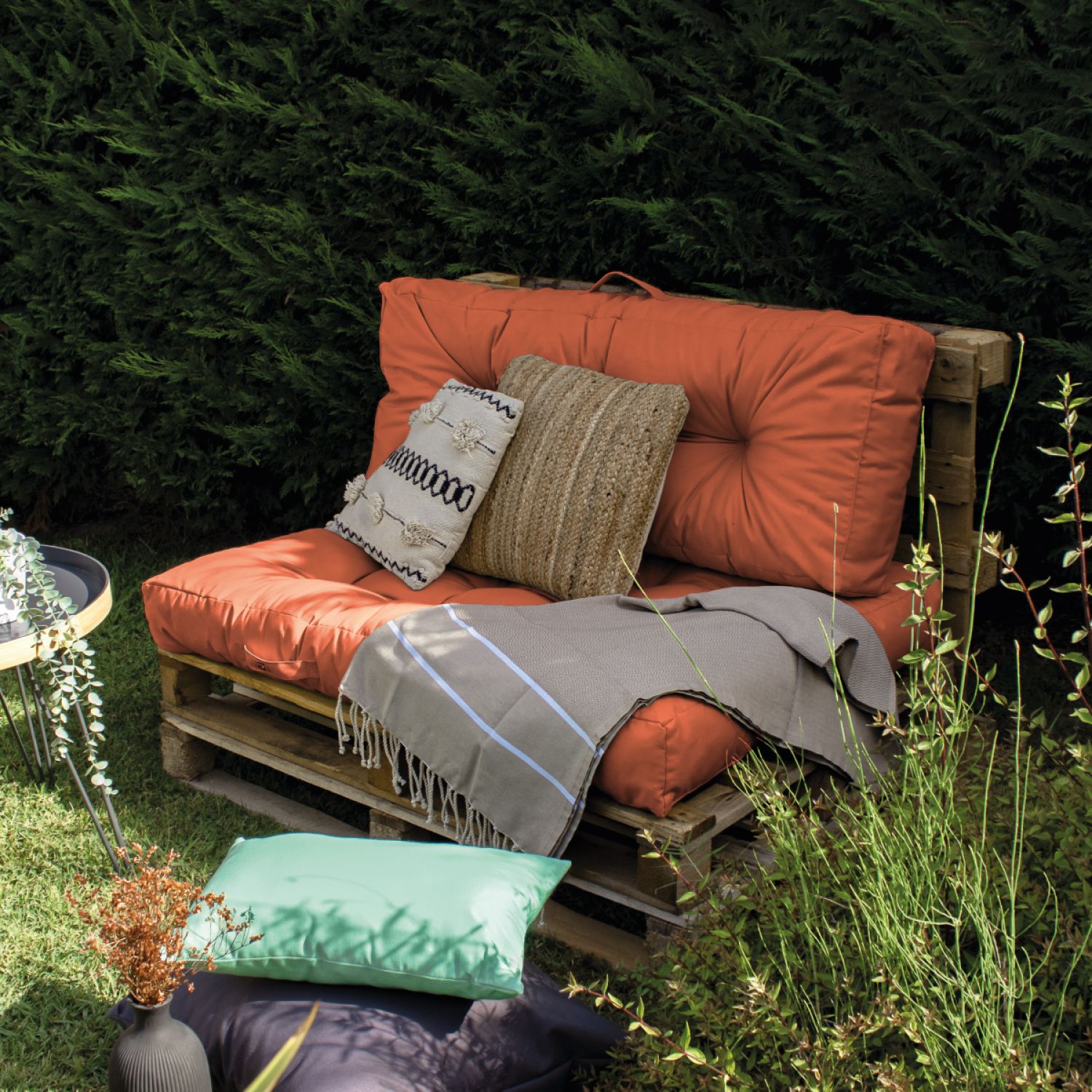 Kit de coussins pour palette capitonnés - Terracotta - Linxor - 4