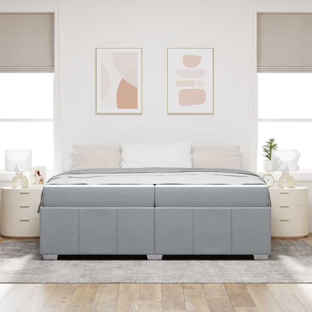 Cadre de lit avec matelas, gris clair, 200 x 200 cm, tissu - 3