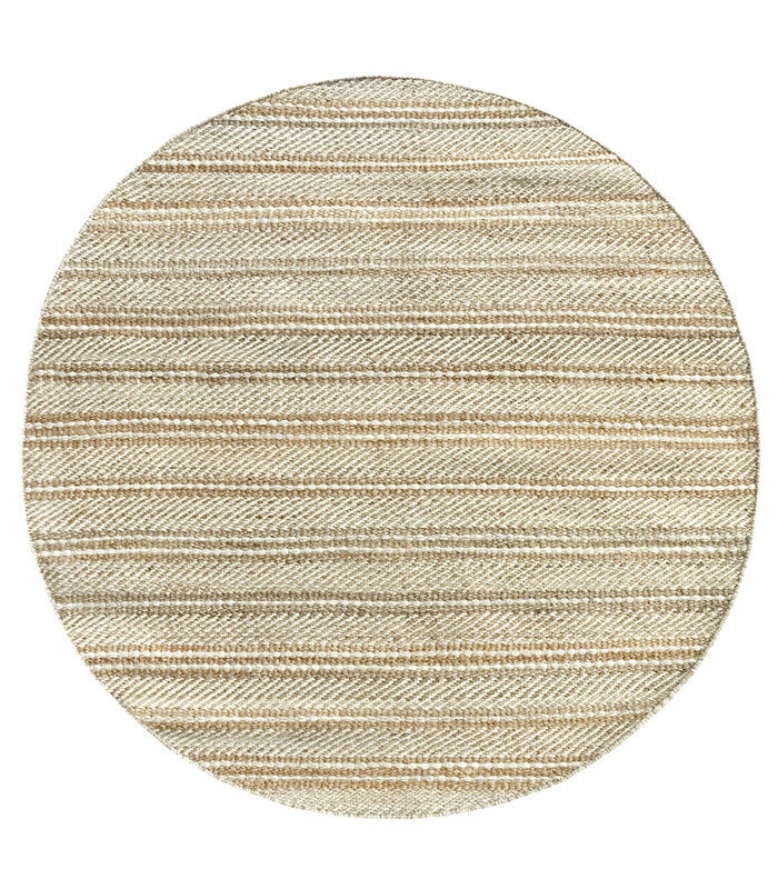 Hamid - Okrągły dywan z juty i wełny 150x150 cm - Dywan do jadalni, salonu