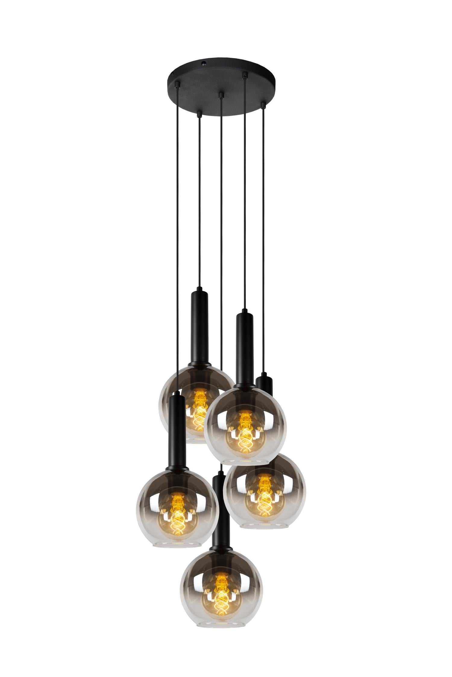 Lampa wisząca Marius czarna 5xE27x40W wym: 150 x 55 x 55 cm metal Lucide