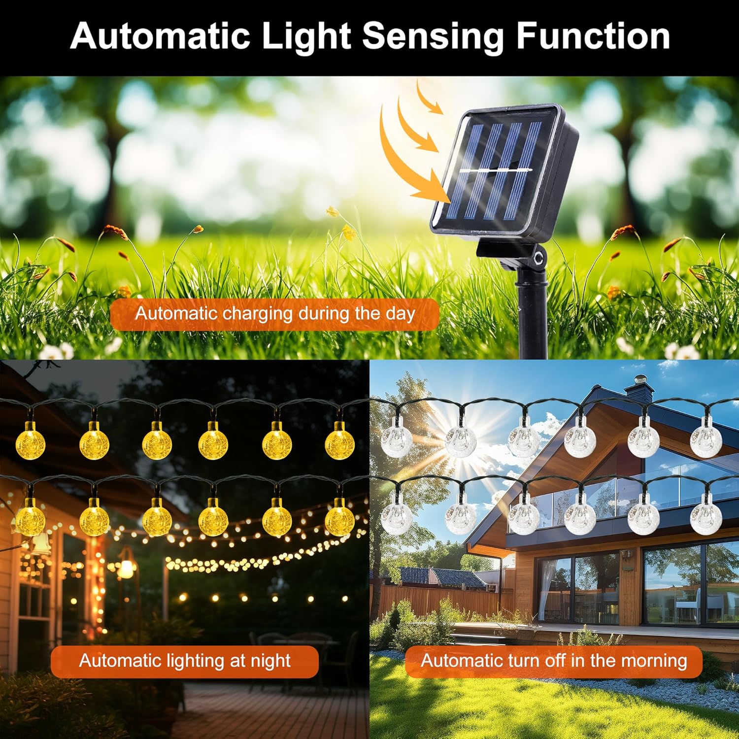 Lampy solarne, wodoszczelne IP44, 8 trybów, pamięć, 5 m, 20 diod LED