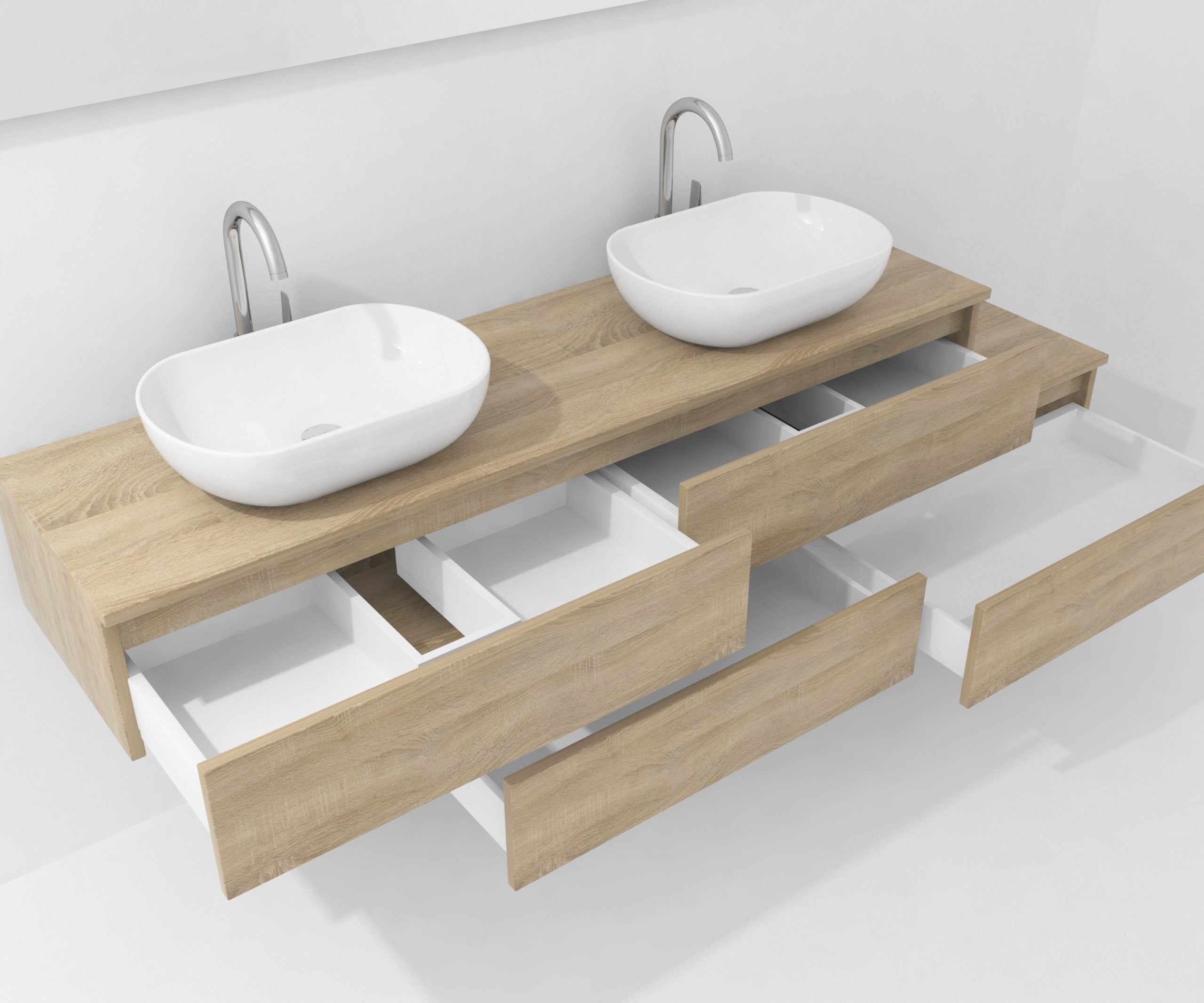 Pack Meuble Salle de Bain Avantarea avec vasque + miroir + spot LED SANCY Bardolino chêne 160CM - 3