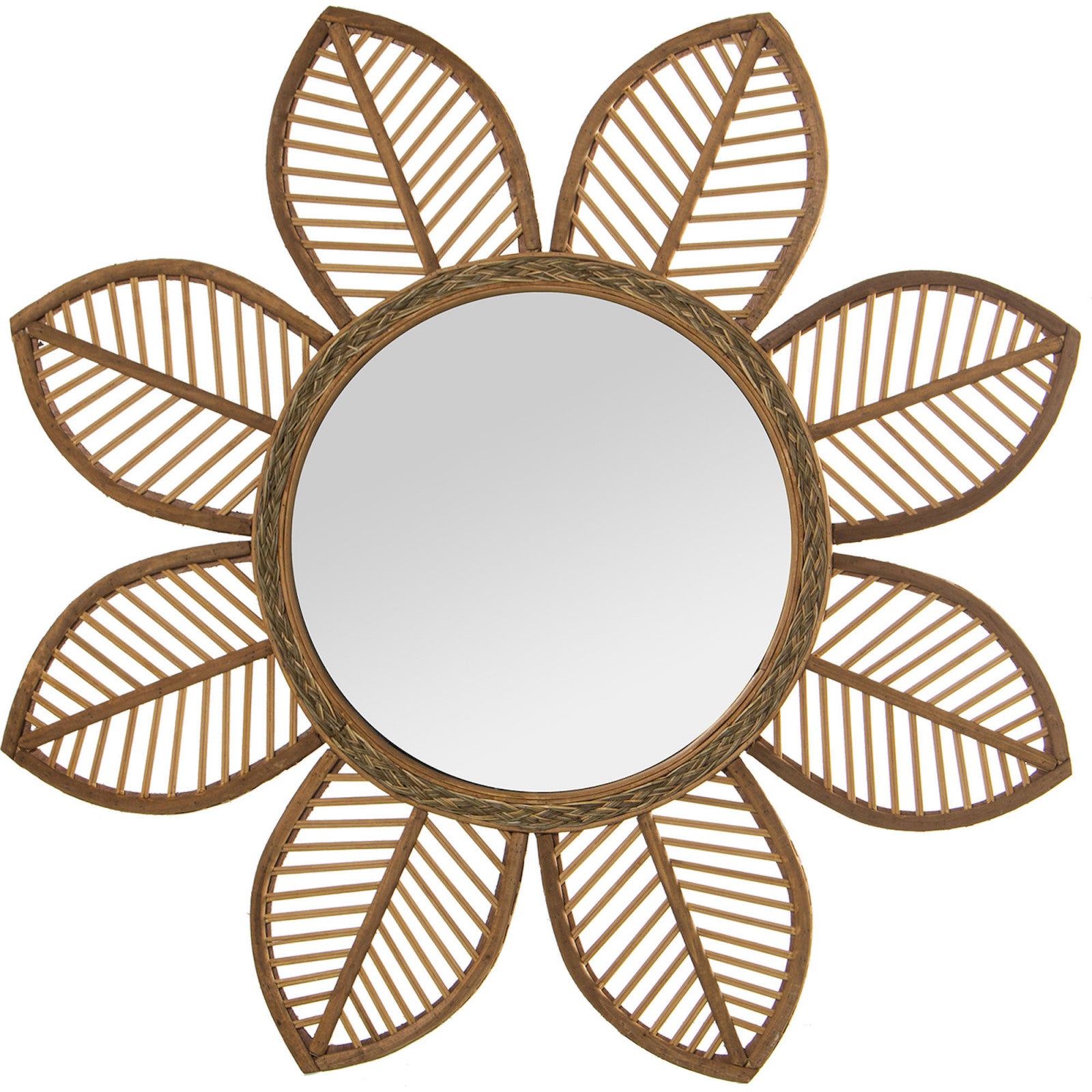Miroir déco murale effet bambou - Charme exotique 80 x 80 x 3 cm Teinte ...