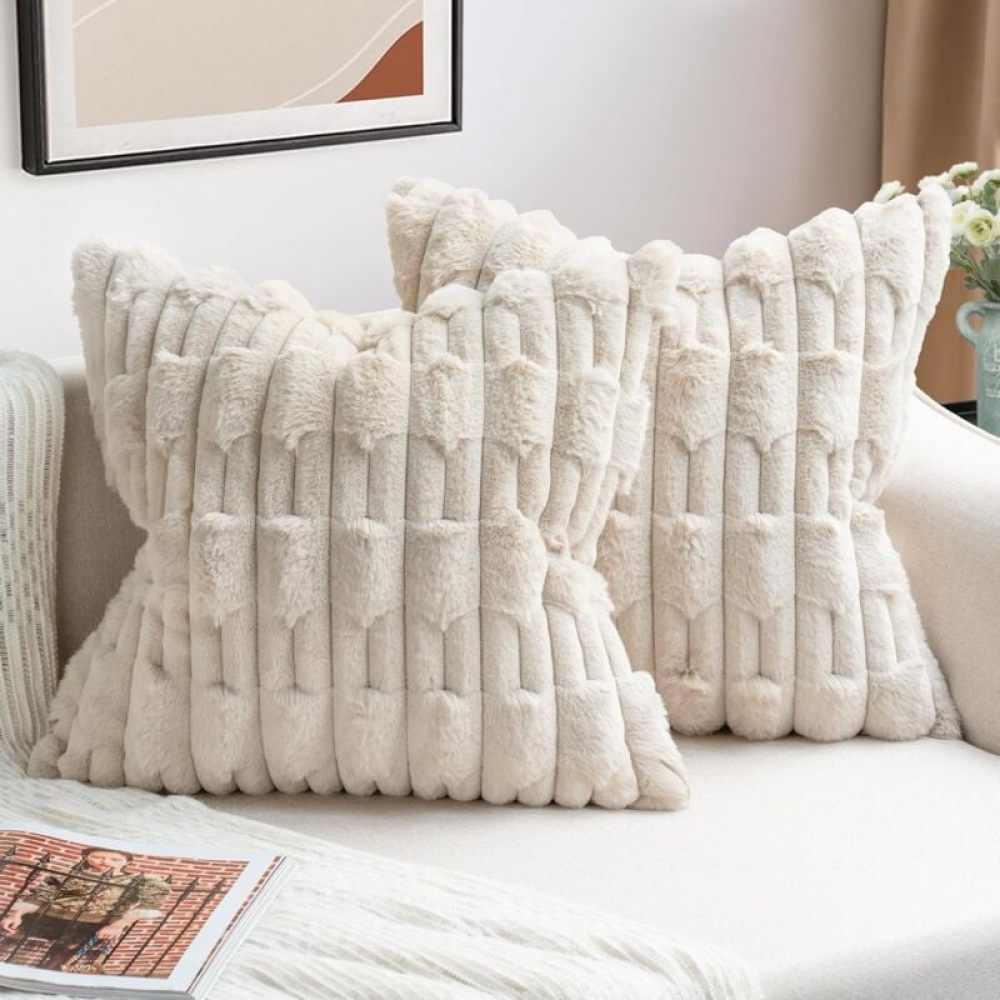 Housses de Coussin en Velours Super Doux en Fausse Fourrure Moderne Lot