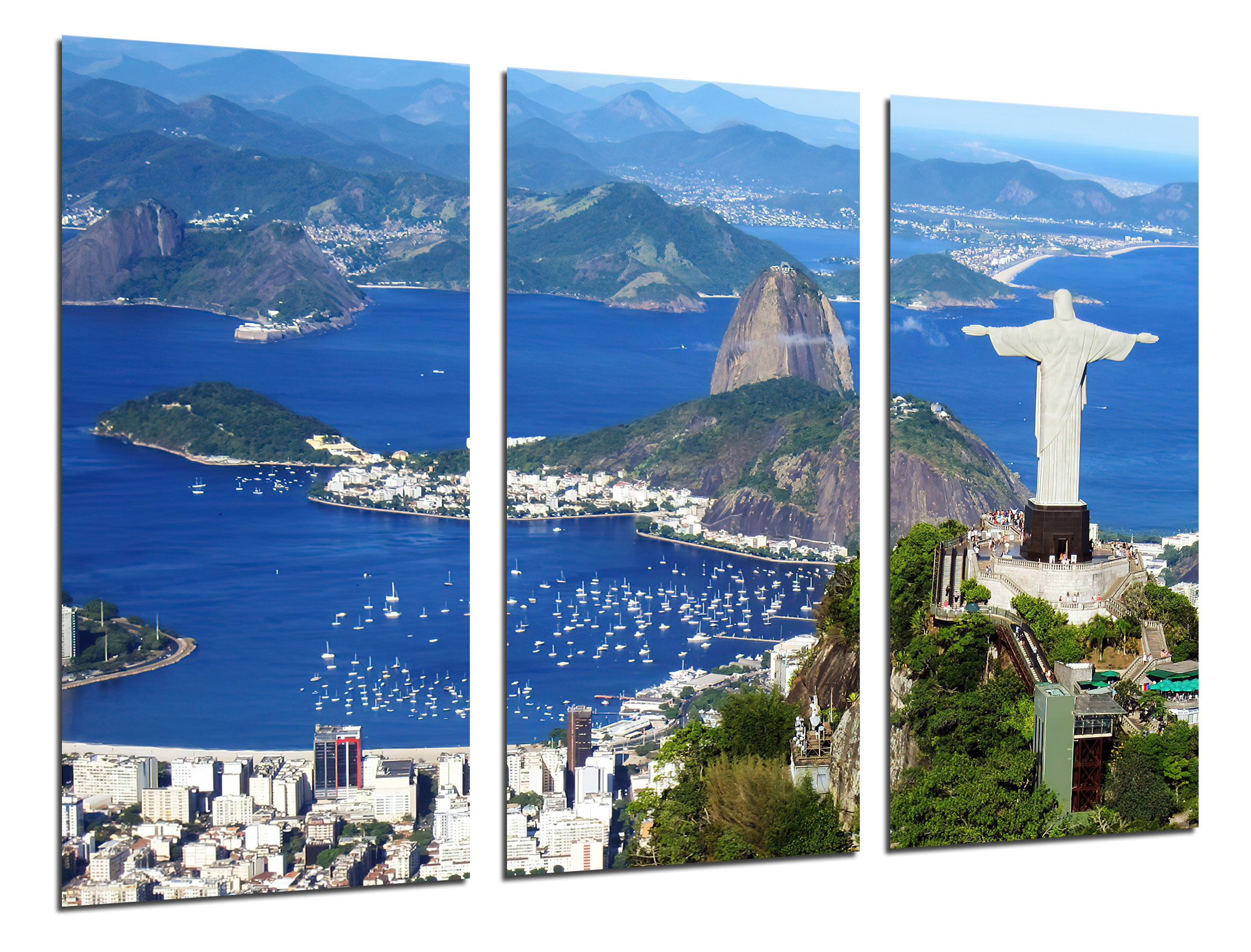 Set cuadros cristo redentor, río de janeiro, jesús de nazaret, 7 maravillas del mundo, impresión digital sobre madera