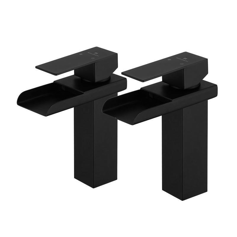 2x Kaskadowy kran umywalkowy Czarny mosiężny kran umywalkowy Regulowany kran ciepły i zimny Elegancki design