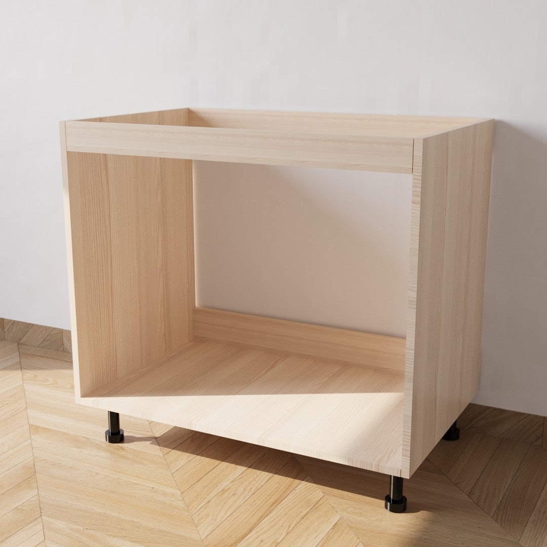 Mueble bajo para fregadero empotrado l80 h72 p55 sin puertas roble