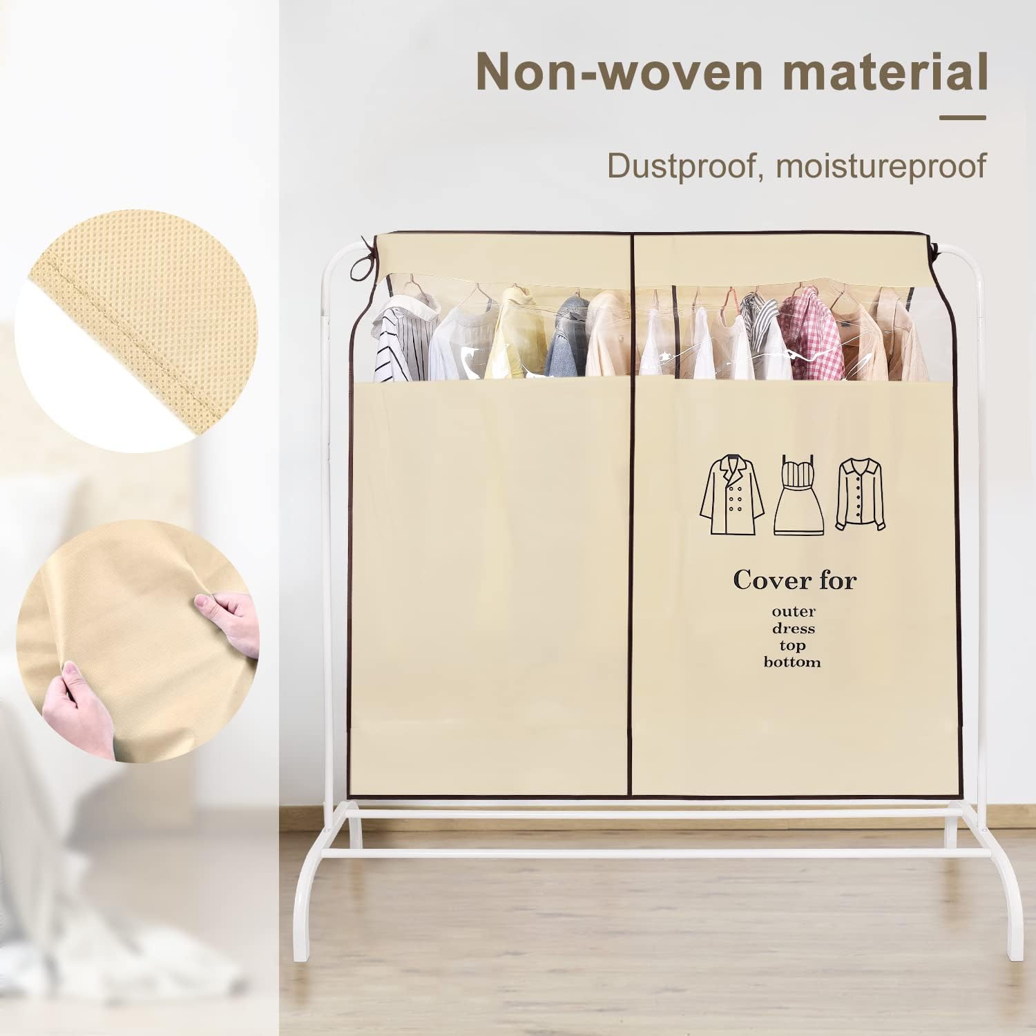 Housse Penderie Vêtements Longue 120x50x150 Cm Transparent Anti-Poussière - 2 Grandes Fermetures Éclair, Idéale Robes Manteaux