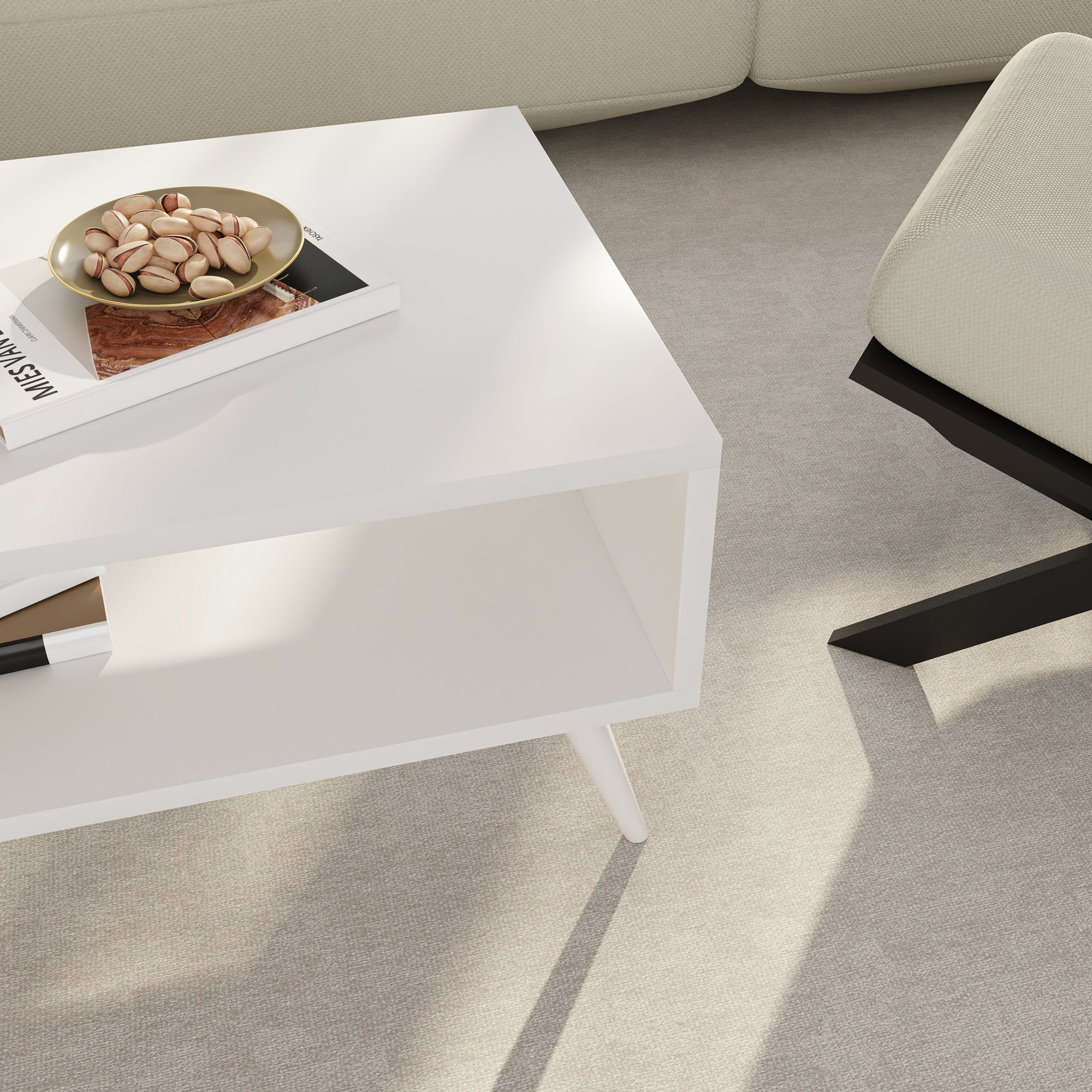 Mesa de centro Lycksele aglomerado 40 x 90 x 45 cm blanco [en.casa] - 7