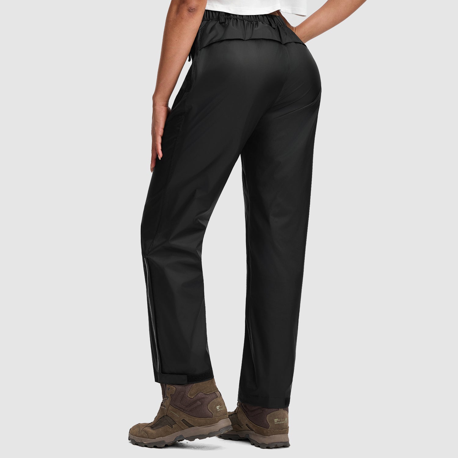 Pantalon de Travail de Pluie Imperméable Femme Taille 40, Léger Respirant Anti-Vent, Fermeture Éclair Ajustable, avec Sac de Rangement, L Noir - 2