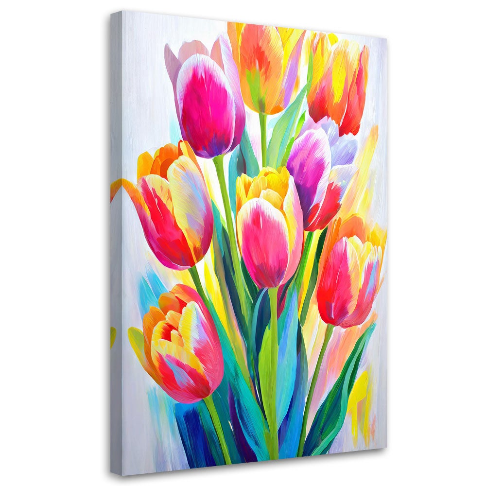 Obraz na płótnie, Kolorowe Tulipany Kwiaty 40x60