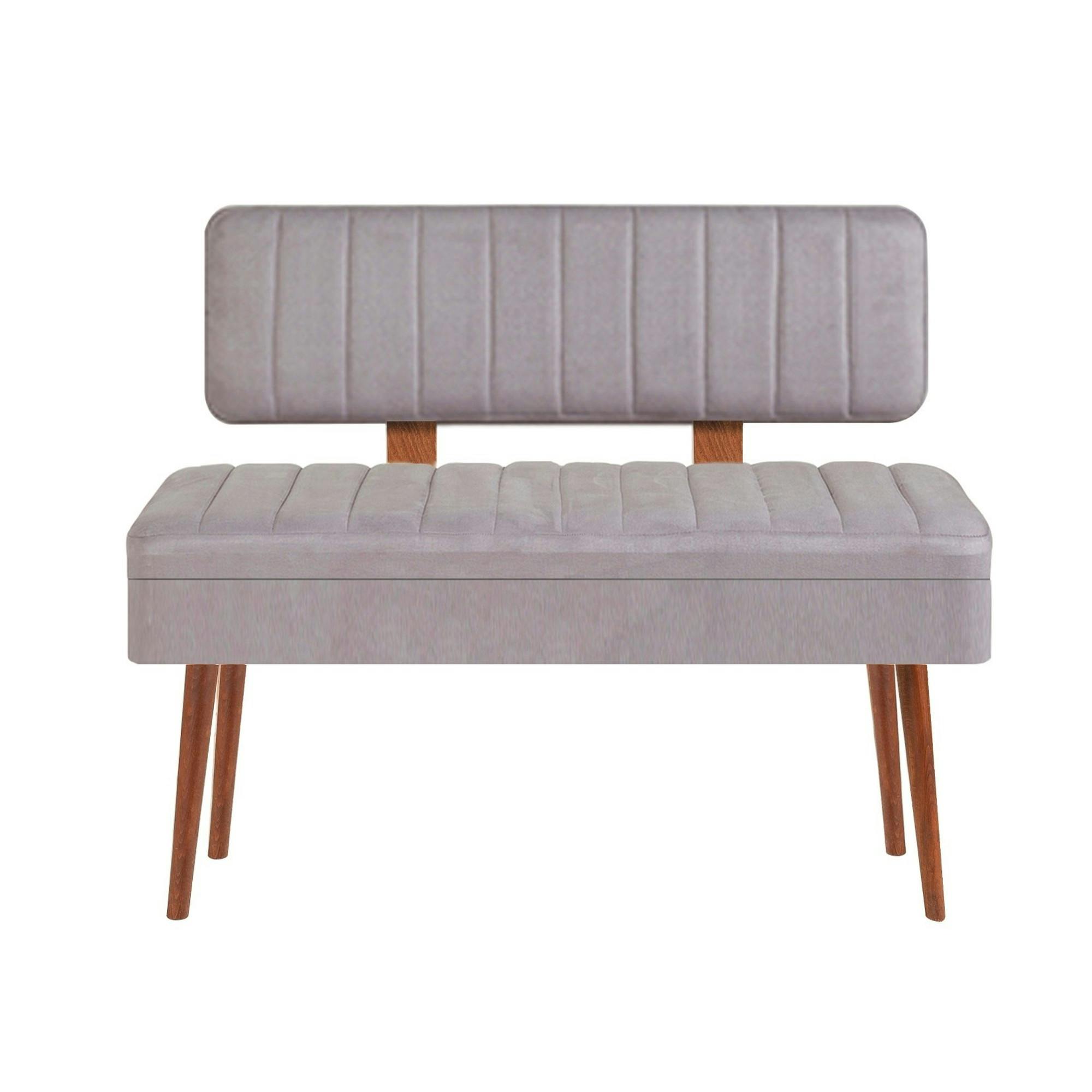 Banc De Rangement Pavlina Gris – Moderne, Avec Assise Rembourrée Et Rangement Intégré