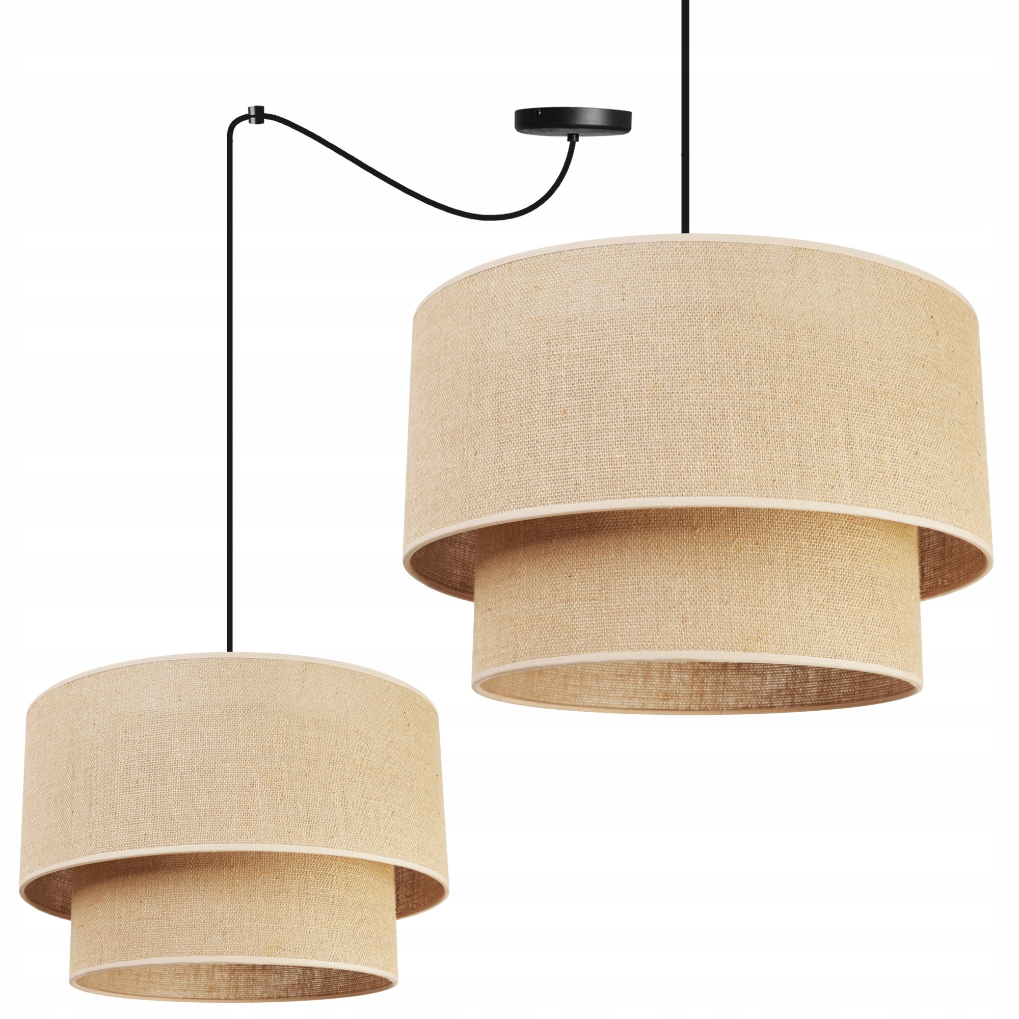 Lampa sufitowa wisząca Spider Juta loft 1xE27 abażur asymetryczny walec beżowy Light Home LH