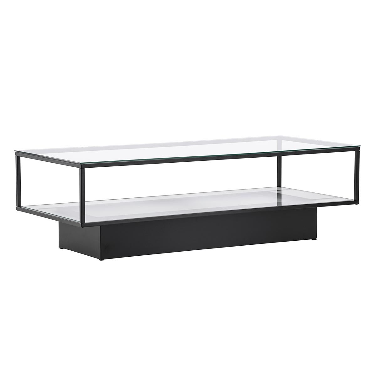 Maglehem stolik kawowy z półka 60x130 cm szkło.