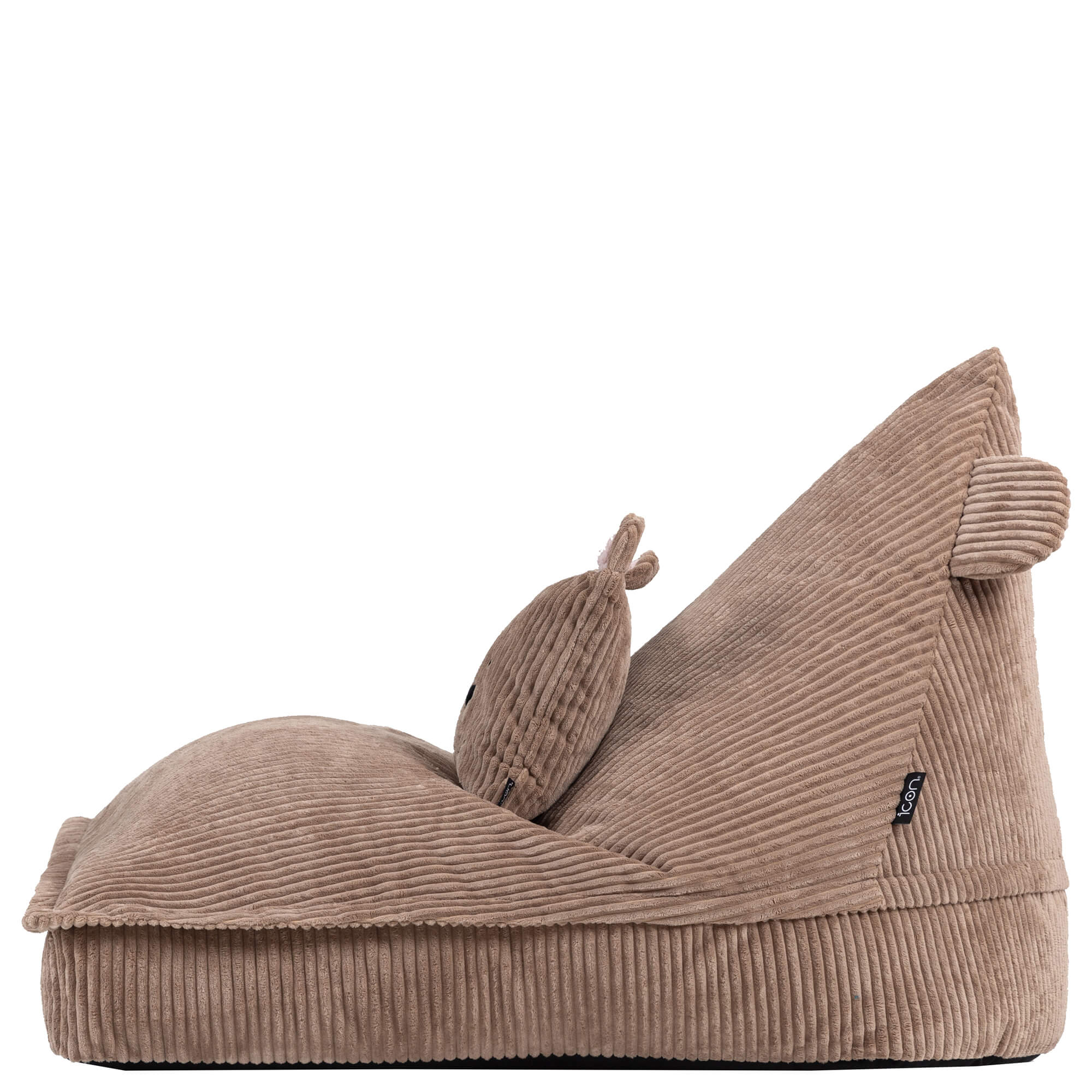 Pouf enfant Icon chauffeuse animal avec coussin, velours côtelé Oeko-Tex®, ours brun, chambre, salon, 102x72cm - 5