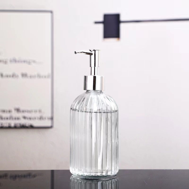 Przezroczysty szklany dozownik mydła w płynie z pompką do wielokrotnego napełniania do łazienki i kuchni, 400 ml, opakowanie 2 szt.