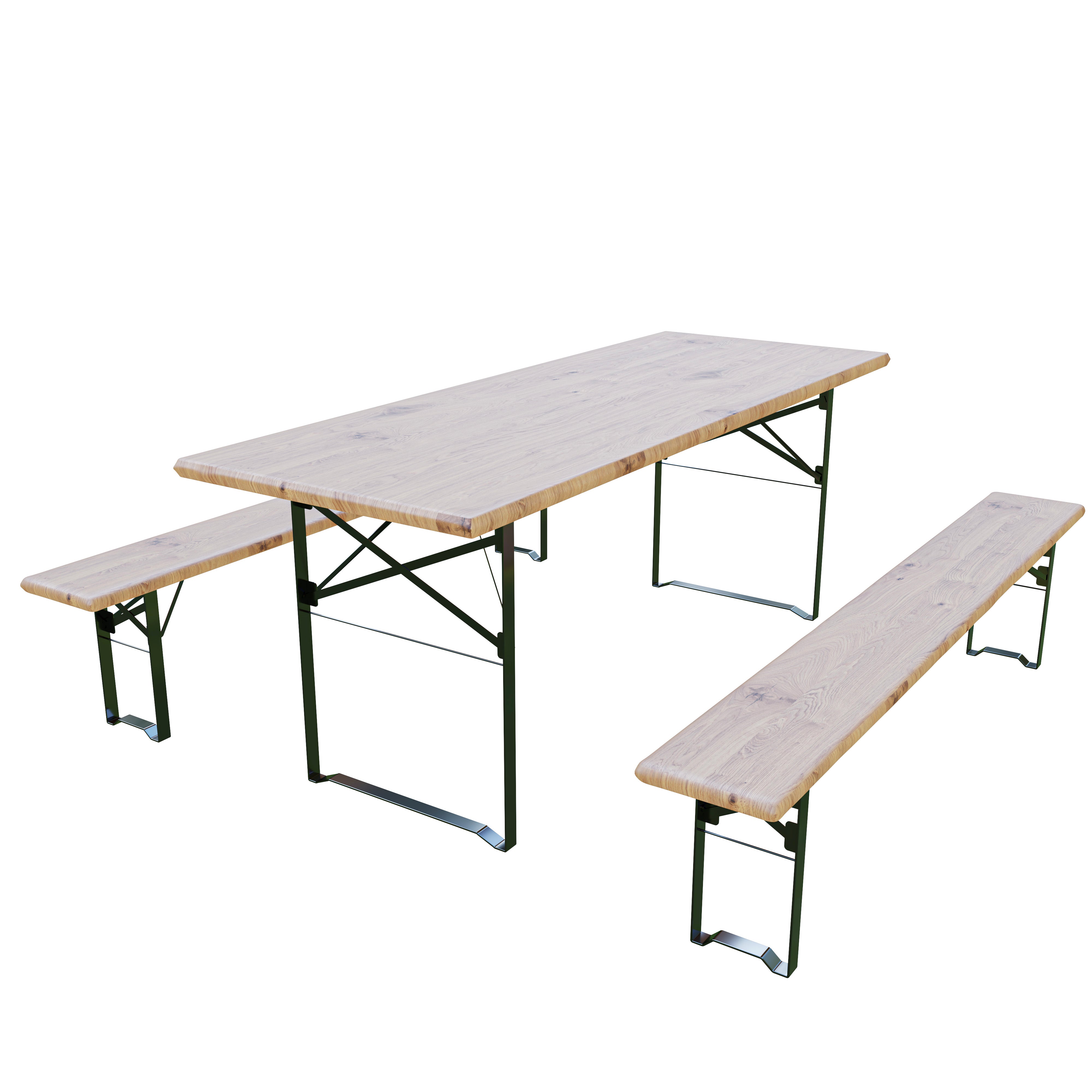 Set Birreria Completo Tavolo Con 2 Panche In Legno Naturale Gambe Pieghevoli Bar Pub Giardino Fiera Picnic Camping Campeggio Feste Sagre 180x70x75 Cm - 4