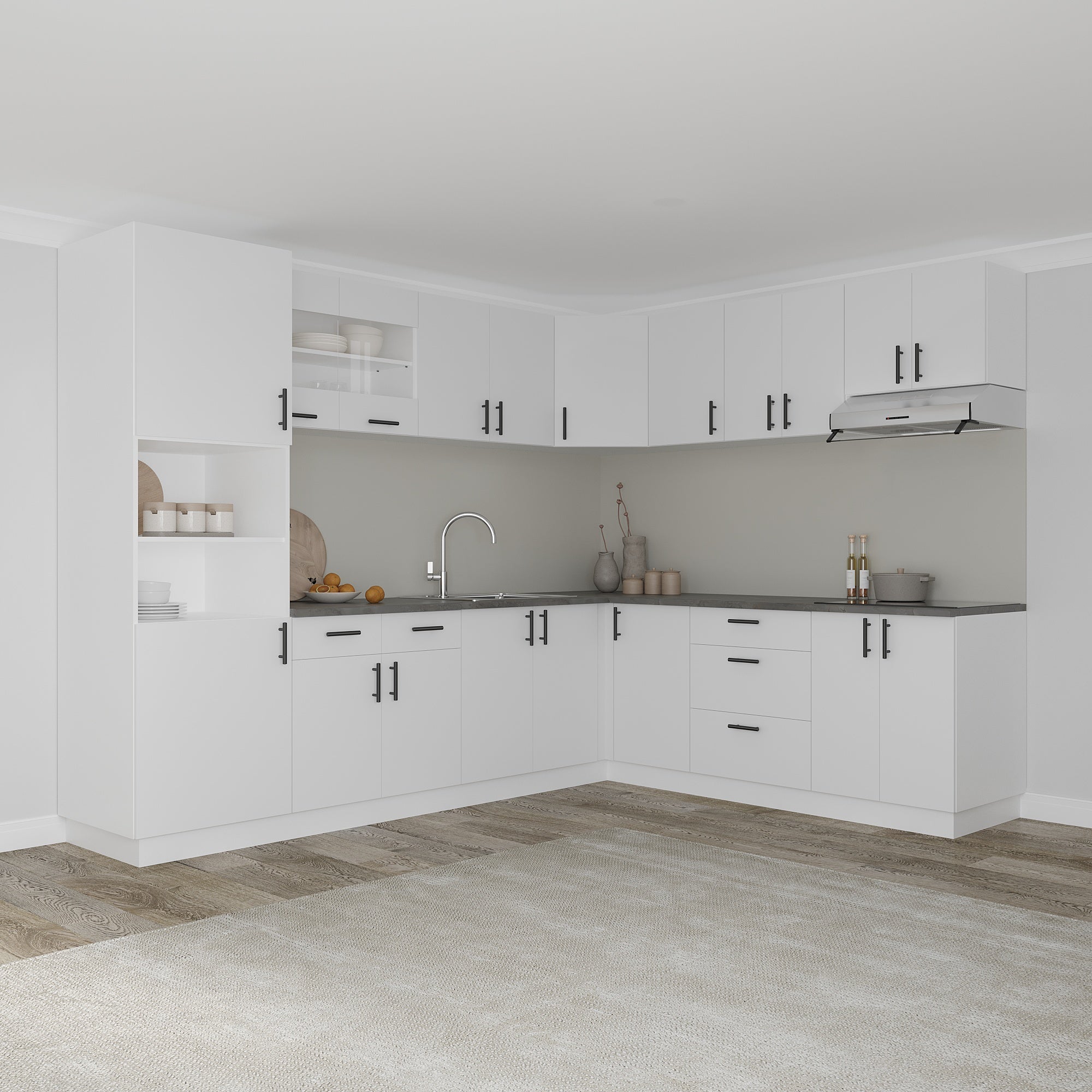 Meuble bas d'angle haaus Karo, Blanc, 98 x 50 x 80 cm - 6