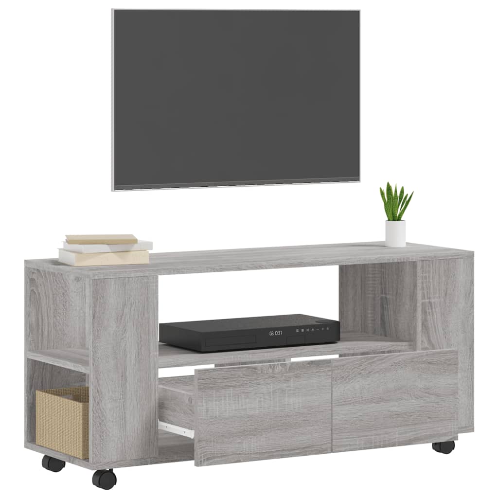 Meuble TV sonoma gris 102x34,5x43 bois d'ingénierie - 4