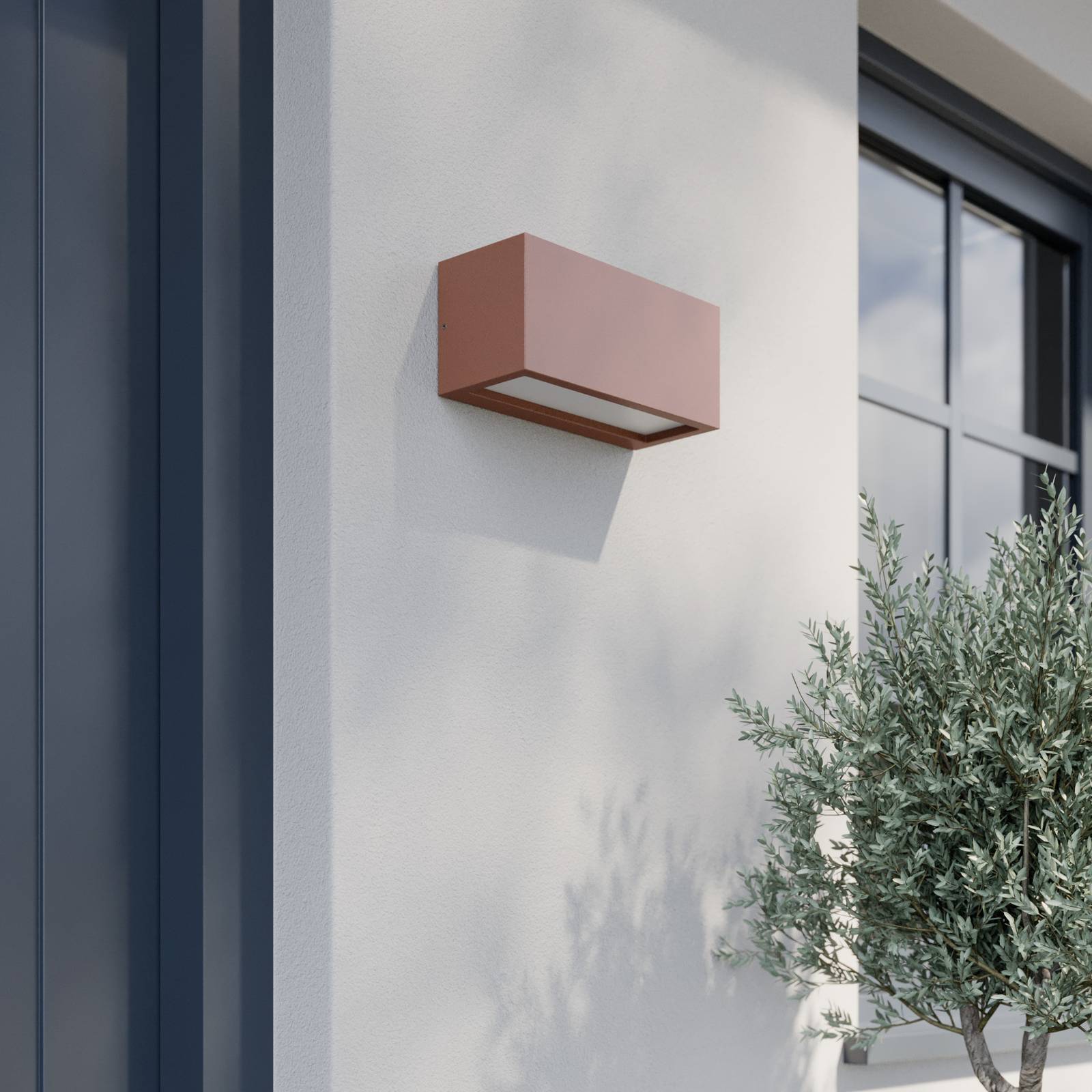 Lucande applique d'extérieur Bente, couleur rouille, largeur 25 cm, IP54, Applique Murale Exterieur, Luminaire Exterieur, Lampe Jardin, Eclairage - 4