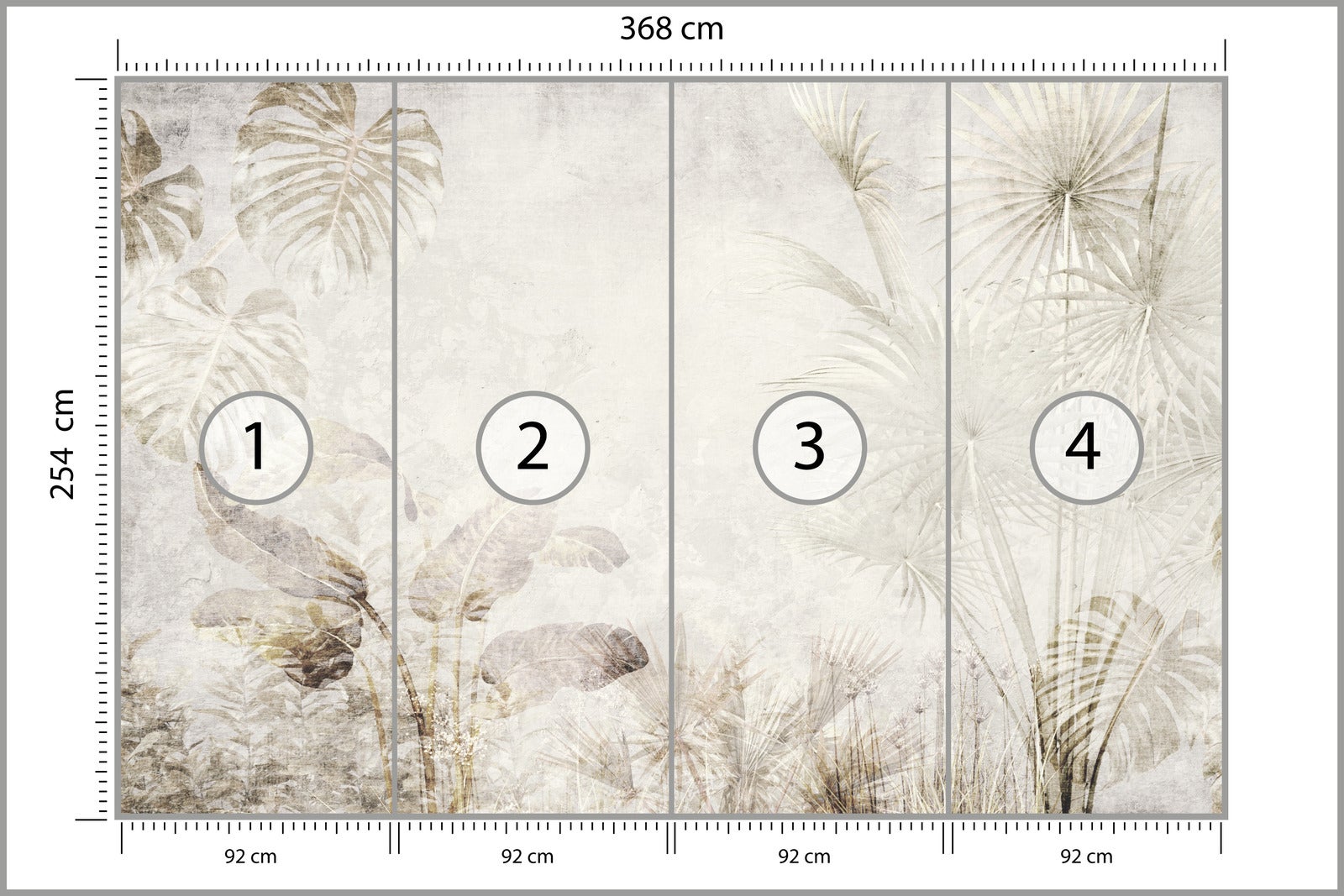Papel Pintado Vlieseline Foto Para Habitación Hojas Tropicales Concreto 368cm x 254cm - 2