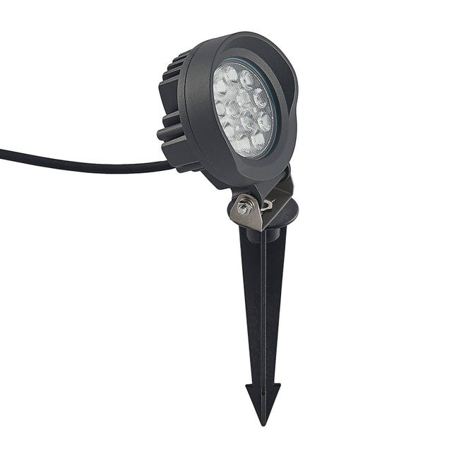 Faro Barcelona 70159 - Projecteur LED Avec Piquet, 15W, IP65, Gris Foncé - Éclairage Extérieur Sécurisé