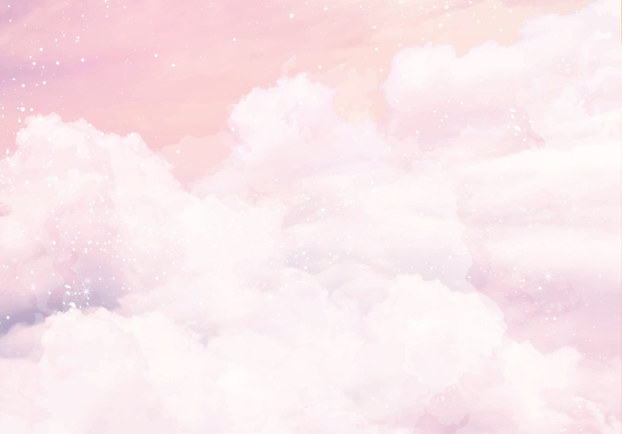 Papel pintado fotografia panorámica niños nubes rosa cielo 100x75 cm - incluye cola  moderno niños papel no tejido