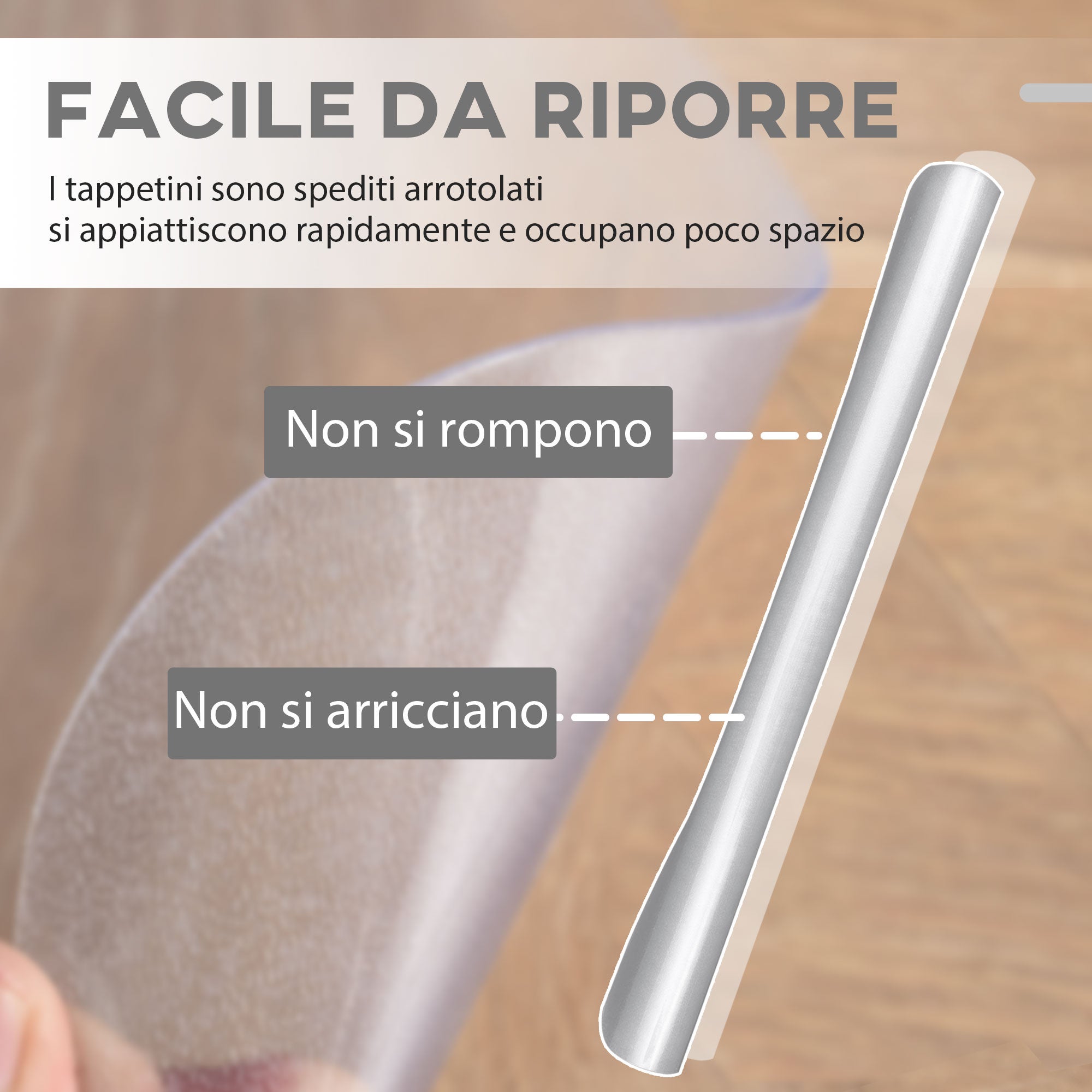 HOMCOM Tappetino per Sedia Ufficio Salvapavimento Antiscivolo in Plastica, 90x120cm, Trasparente - 5