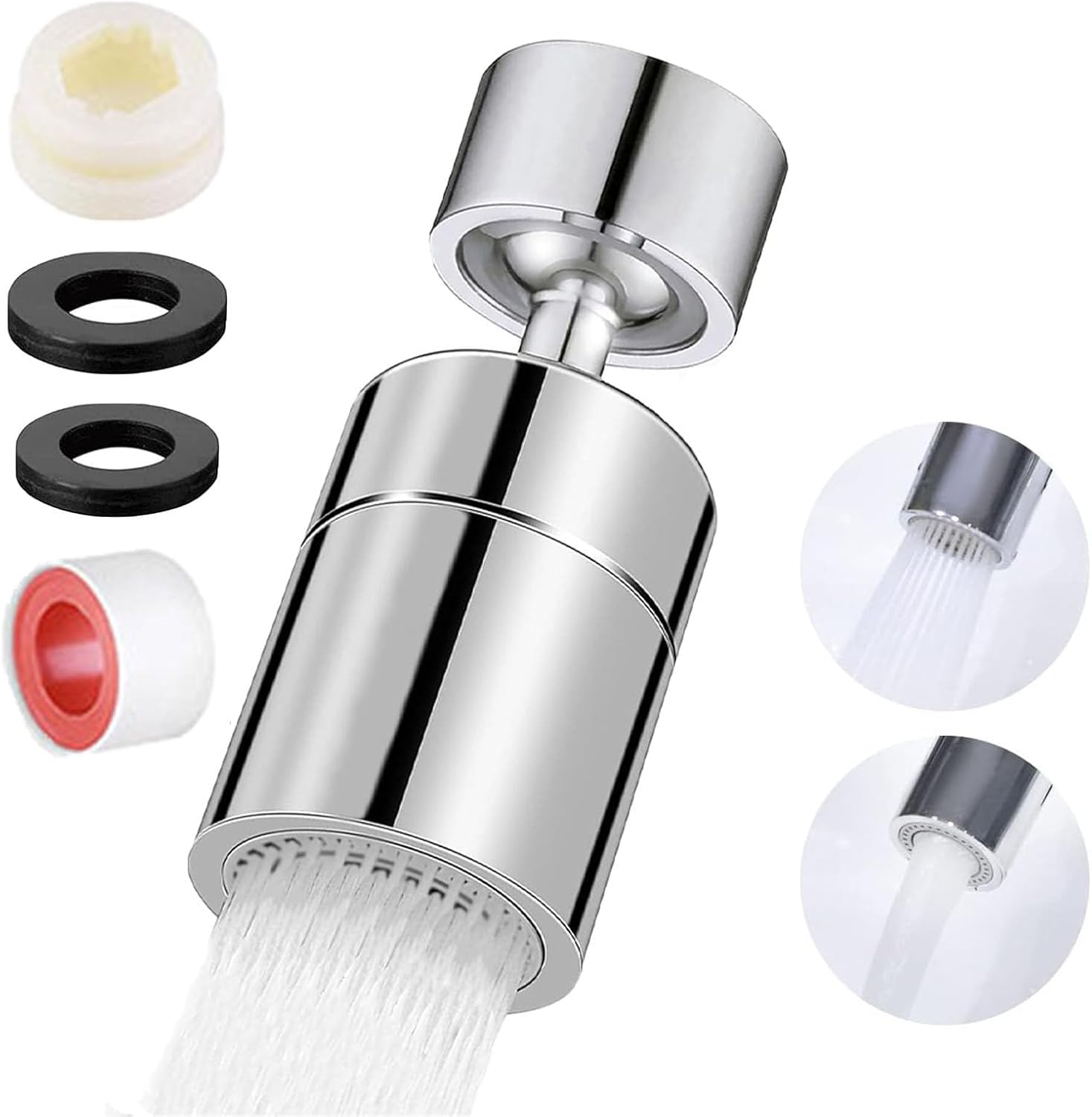 LightBeacon, economizor de apă, aerator pentru robinet, cioc pivotant, robinet de bucătărie, moduri de pulverizare reglabile