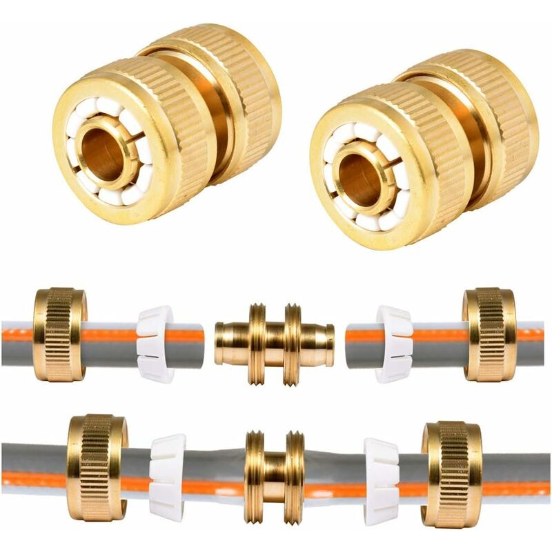 Raccord Tuyau Cloison Laiton 8mm - Lot De 2 Pièces, Barb Raccord Tuyau Cloison Adaptateur Connecteur Couplage Ancrage Court