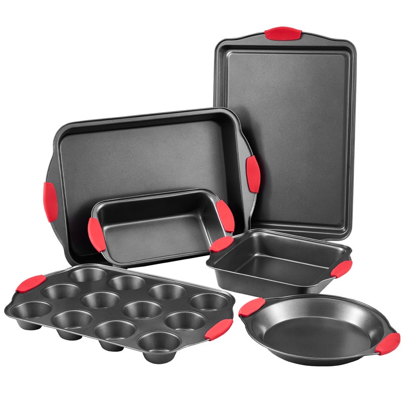 Zestaw patelni do pieczenia Baking Pan Kitchen, 6 elementów, stal węglowa z silikonowymi uchwytami VEVOR