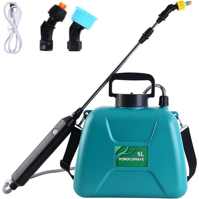 Stropitoare electrică fără fir de 5 litri, pulverizator electric pentru plante de grădină cu 3 duze de pulverizare - Verde 5000ml