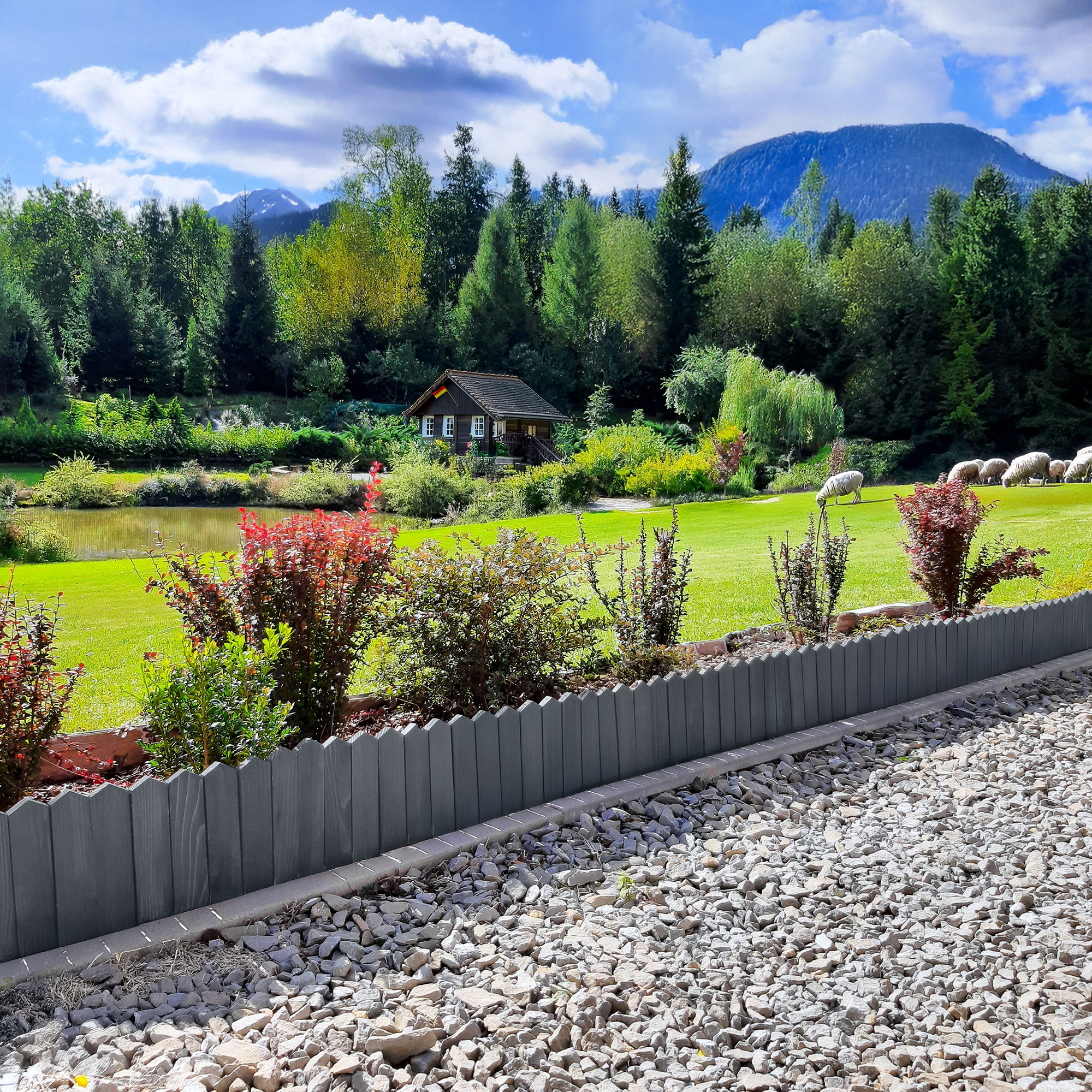 Rollborder lattes en bois | 10 cm de haut et 200 cm de long | Clôture en bois | Clôture parfaite comme bordure de jardin en osier | anthracite - 7