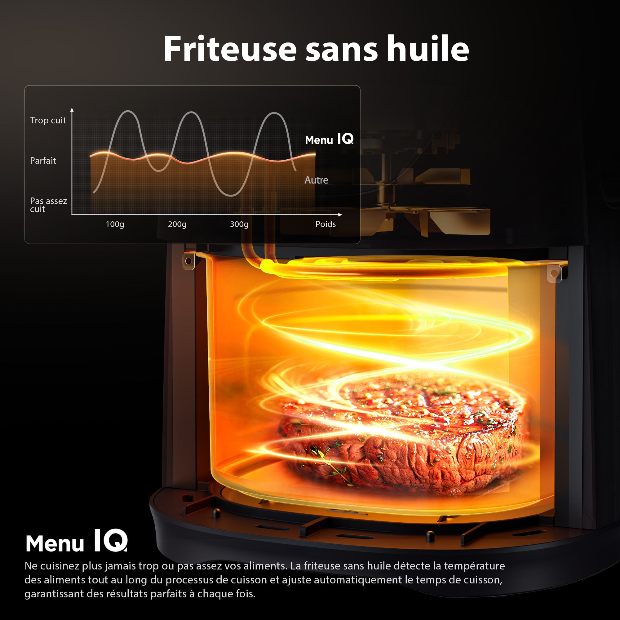 Friteuse sans huile TOSHIBA AirFryer Capacité 5,2L - 8 menus prédéfinis et fonction - 1550W - 6