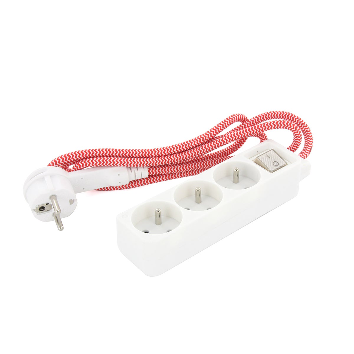 Mini multiprise 3x16A fiche plate - Rouge/Blanc - Chacon | Leroy Merlin