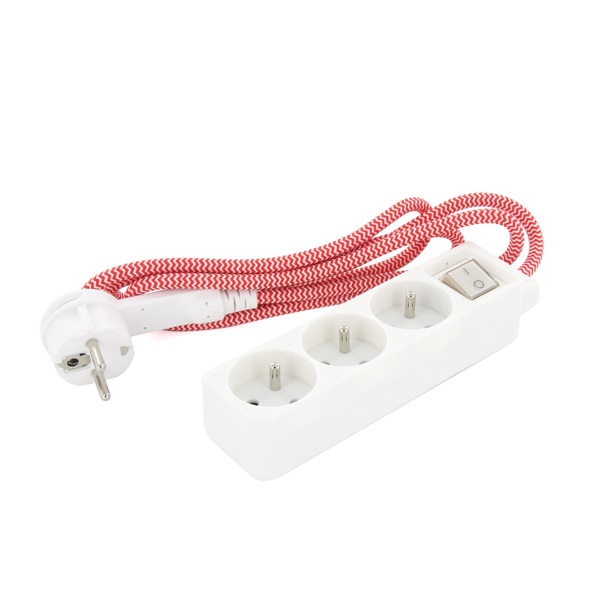 Mini Multiprise Mini multiprise 3x16A fiche plate - Rouge/Blanc - Chacon | Leroy Merlin
