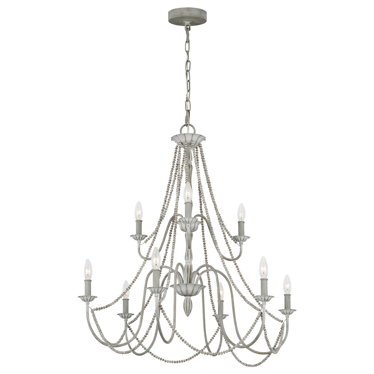 Candelabru clasic din o?el gri, 9 lumini E27, în?l?ime 311 cm, Ø 82 cm, Maryville, Elstead