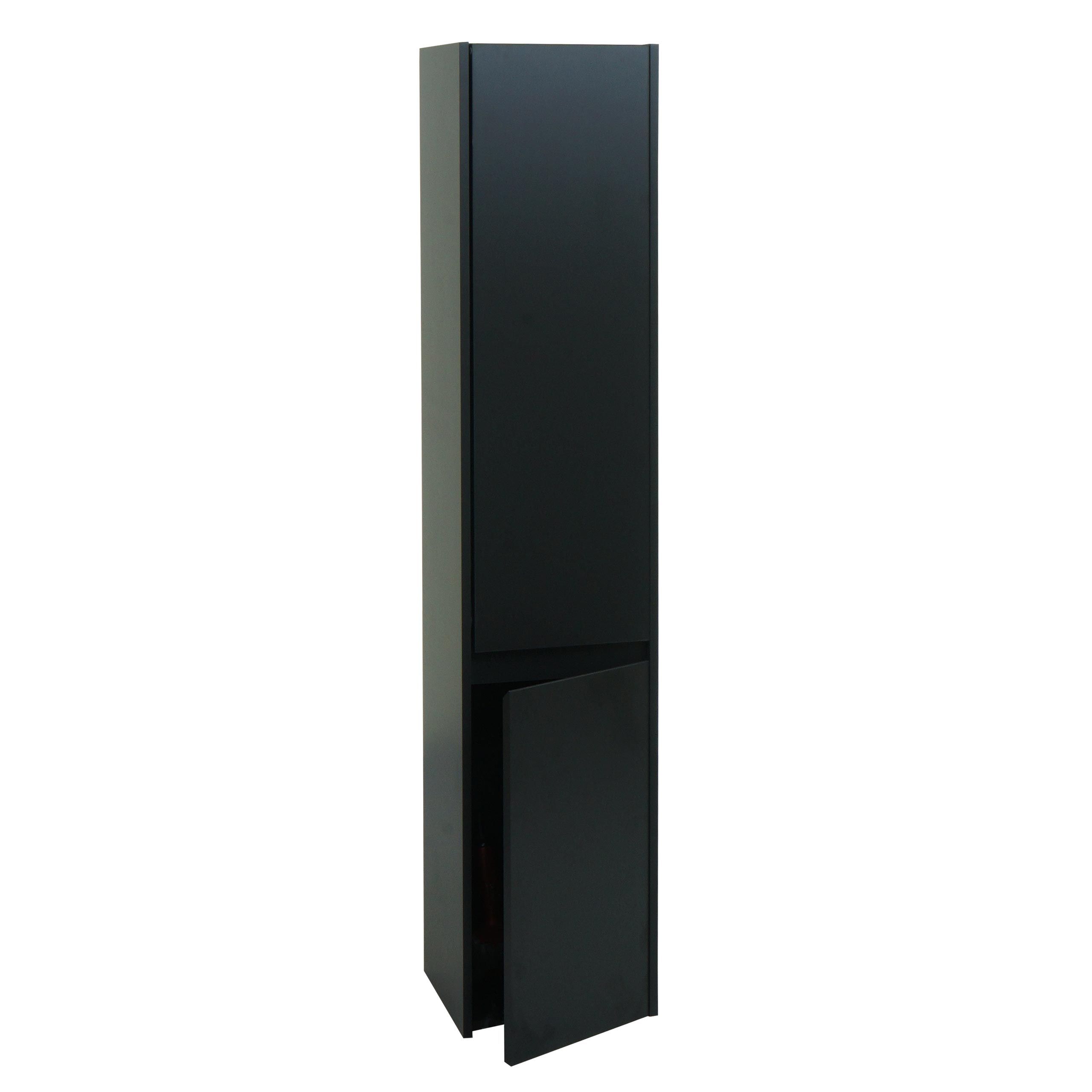 Szafka wisząca HWC-L86, szafka łazienkowa Highboard, szafka wysoka, MVG melamina, 2 drzwi, 3 przegródki, 160 x 33 cm ~ czarna