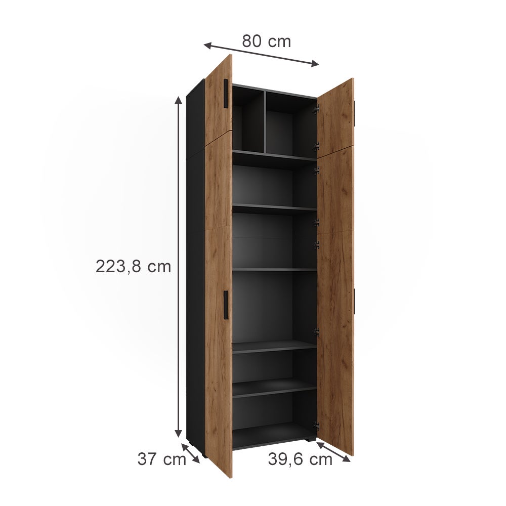 Vicco Étagère à dossiers Frank, Anthracite/chêne doré, 80x223.8cm avec fixation darmoire - 2