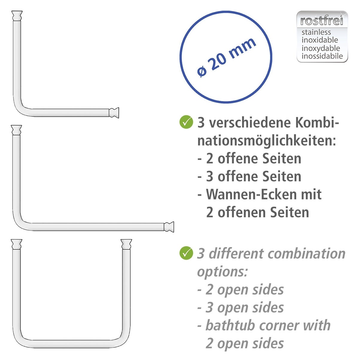 Asta Per Tenda Doccia Nera Regolabile 63-145 Cm – Acciaio Inox Con Tensione A Molla, Antiscivolo E Senza Fori (Portata 13,6 Kg) - 2