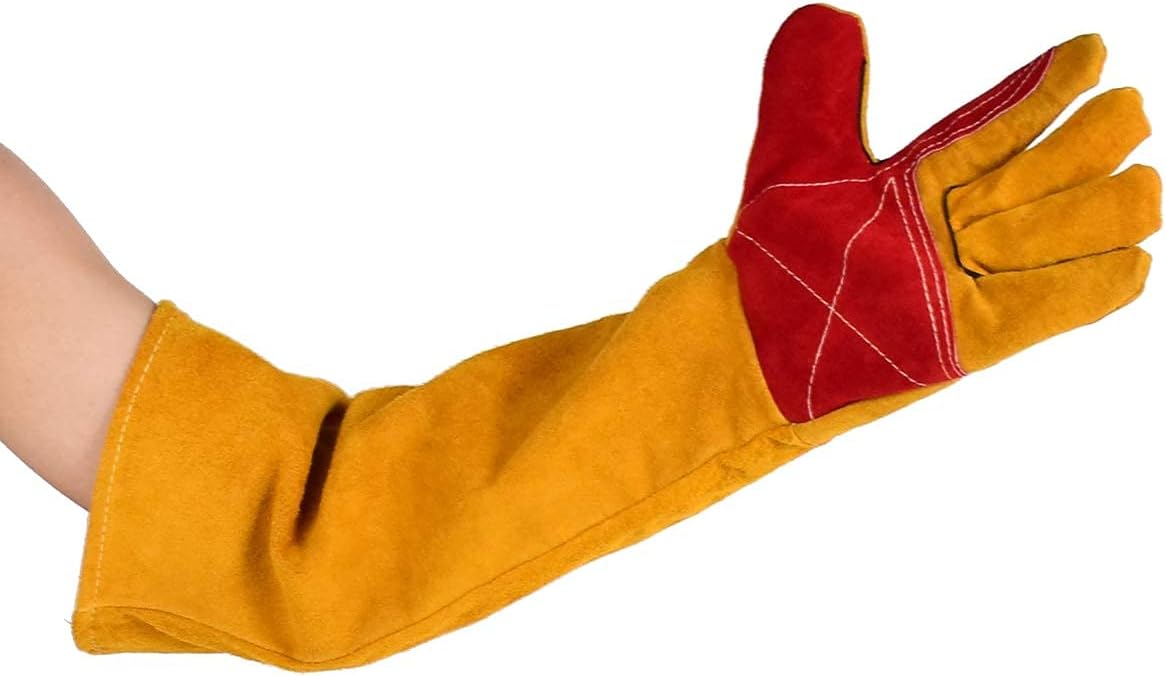 1 Paire Gants de Soudeur 60cm Isolation Anti-usure Protéger Vachette Gants de Travail pour Soudure Ignifuge, Soudage Feu de Camp, Forge de Cheminée po - 2