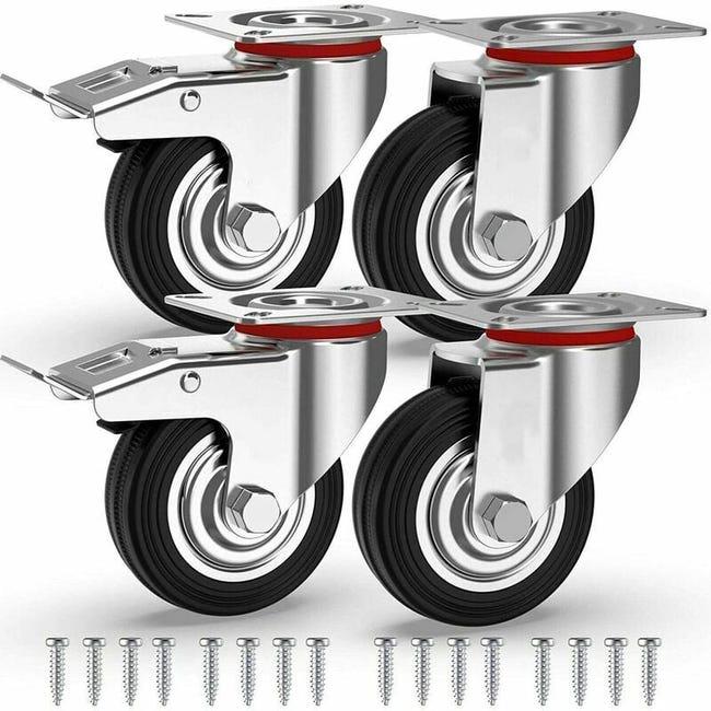 Ruote Piroettanti Per Mobili Rotelle Girevoli Con Piastra Per Carrelli 50 Mm Senza Freno Blu 84922049