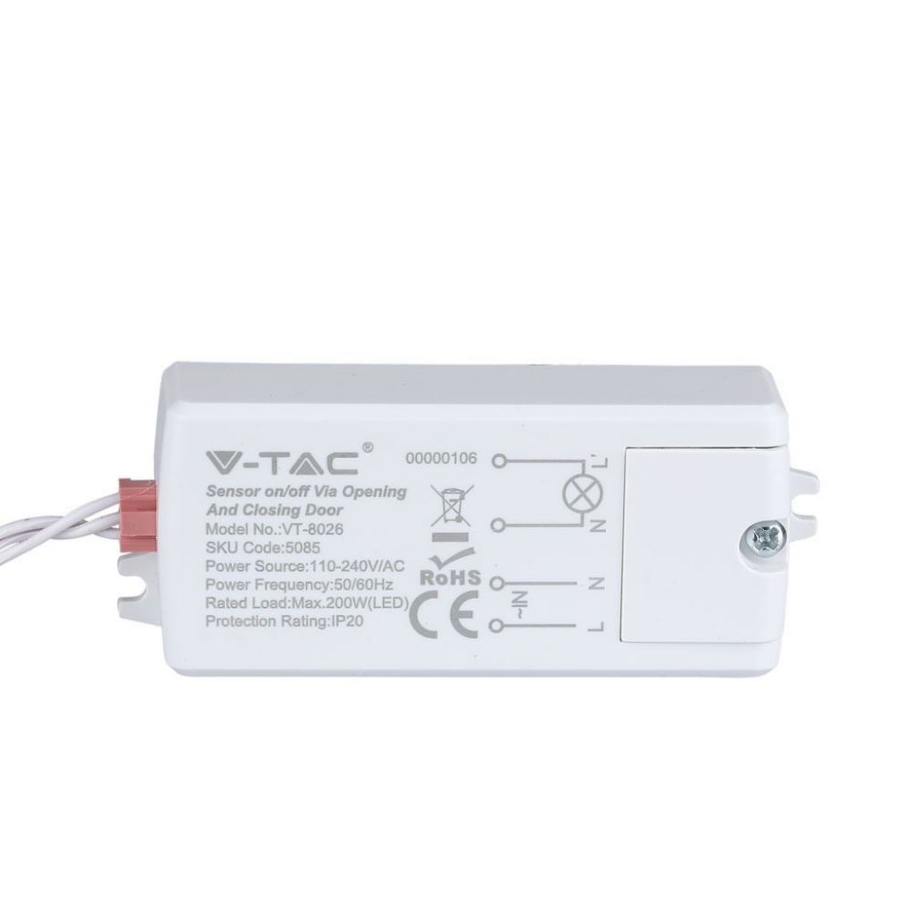 Sensor de movimiento por infrarrojos 30° activación al abrir/cerrar la puerta (5-6cm) color blanco (max 200w) ip20