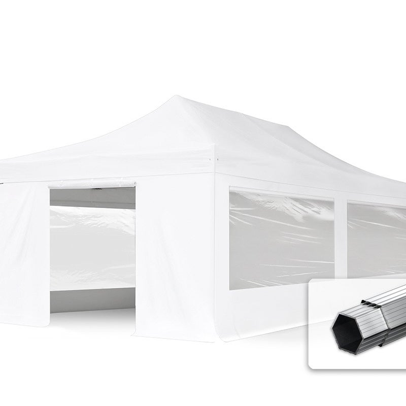 4x8 m Namiot Ekspresowy PROFESSIONAL Alu 50 mm, ze ścianami bocznymi, okna panoramiczne , biały